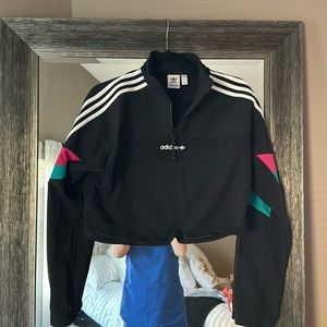 Adidas black 1/4 zip cropped sweatshirt